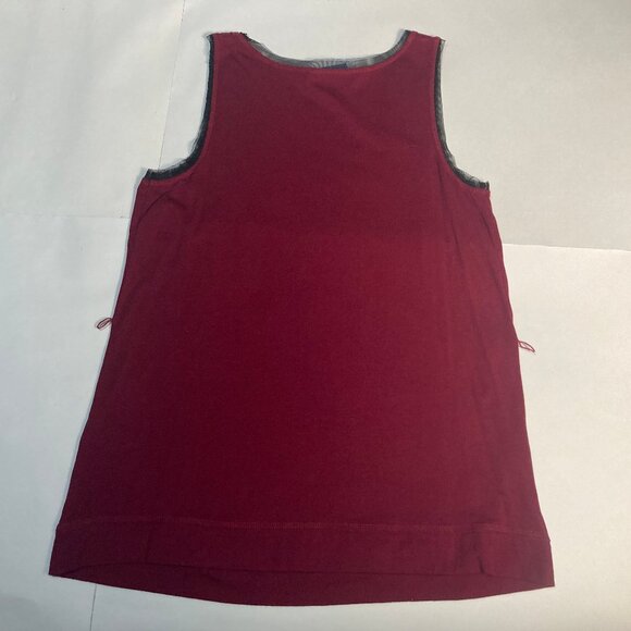 Simply Vera Vera Wang sequined tank top laced neckline arm hem in burgundy PM - Picture 9 of 9